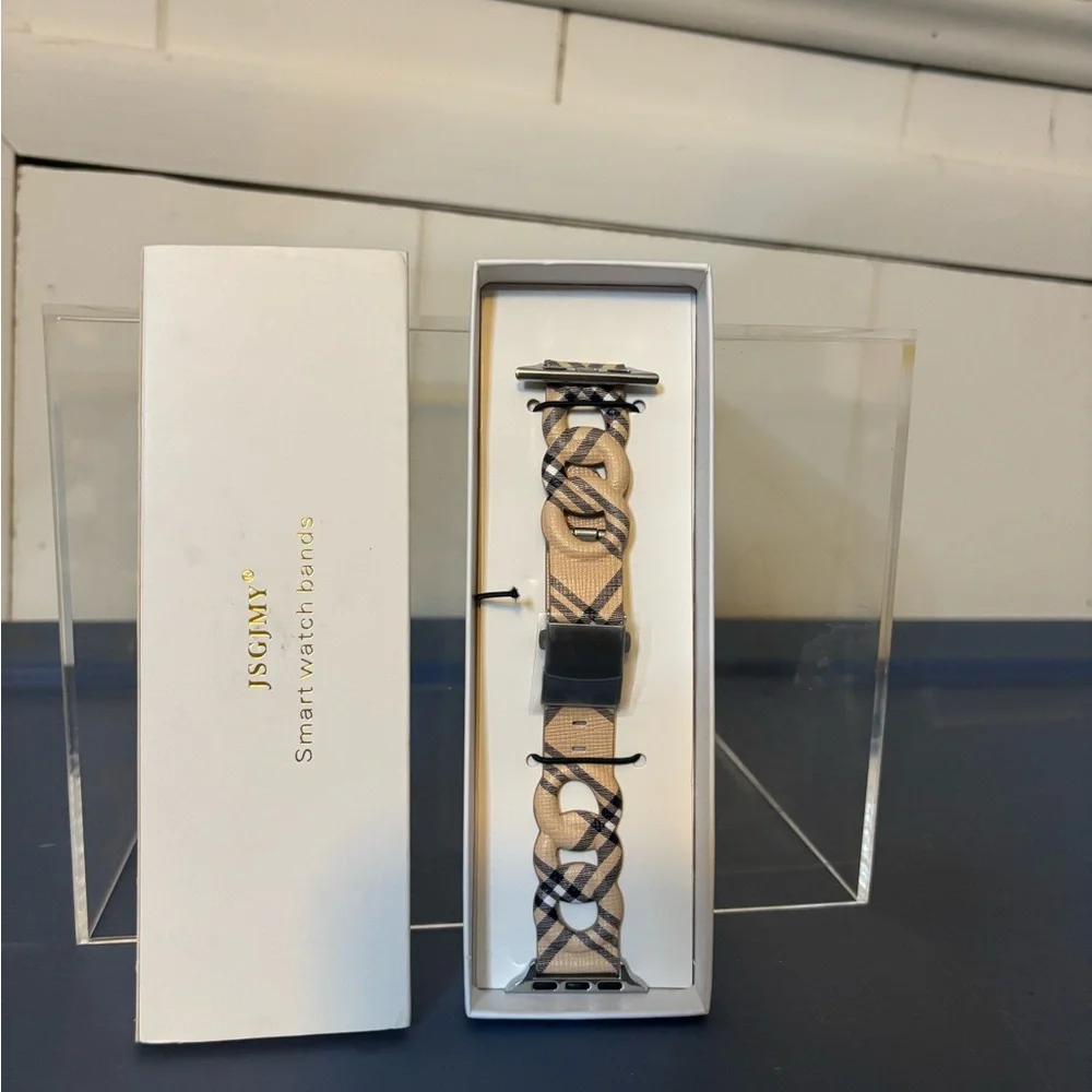 Beige Plaid Apple Watch Band